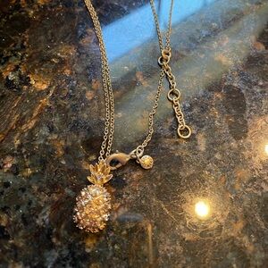 Pineapple pendant necklace and pineapple pierced earrings matching set.